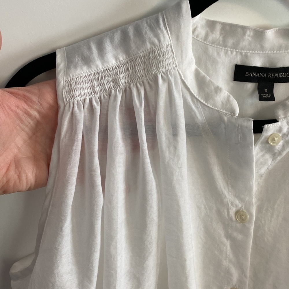 Banana Republic White Sheer Button Front Tunic - Picture 5 of 11